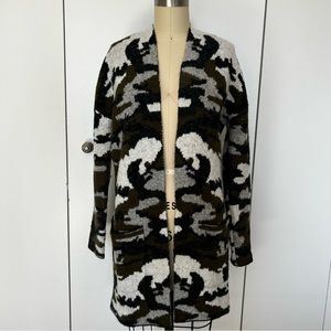Venus Camouflage Open Front Long Cardigan